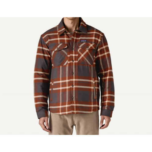Patagonia insulated fjord flannel shirt in ashore ink black
