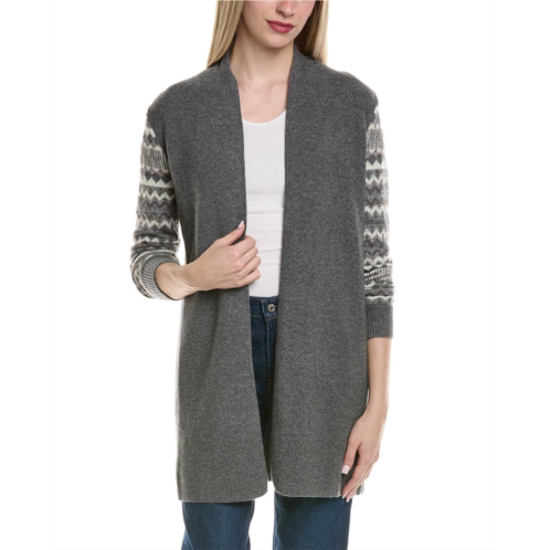 Sofiacashmere lurex fairisle open wool & cashmere-blend cardigan