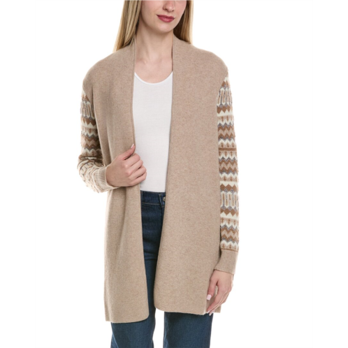 Sofiacashmere lurex fairisle open wool & cashmere-blend cardigan