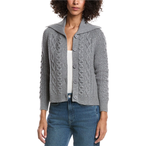 Forte Cashmere wool & cashmere-blend luxe cable cardigan