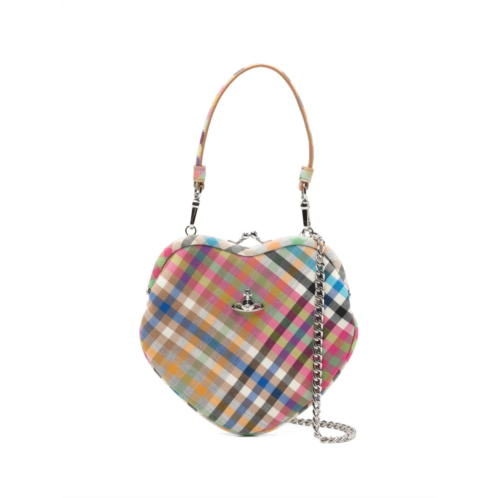 VIVIENNE WESTWOOD heart-shaped handbag with multicolor plaid design