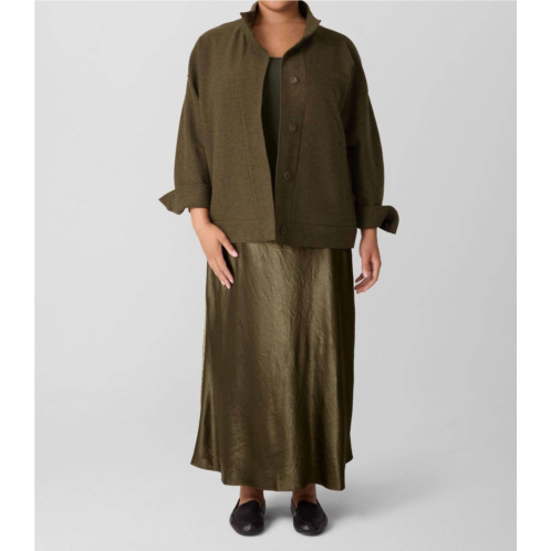 Eileen Fisher womens stand collar jacket in alpine