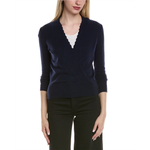 Sofiacashmere modern faux wrap wool & cashmere-blend sweater