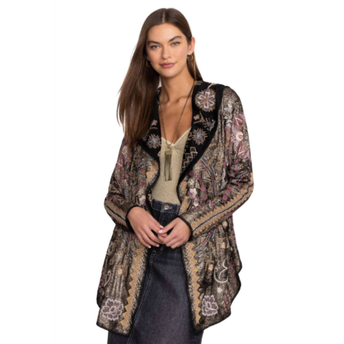 Johnny Was biya metallic short hoodie in black metallic