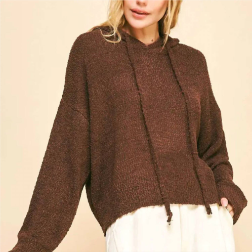 DAVI & DANI cropped hoodie in chocolate brown