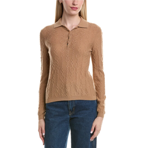 Bruno Magli modern cable wool & cashmere-blend polo sweater