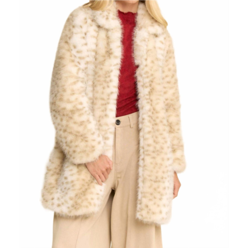 DAVI & DANI tricolor faux fur coat in leopard/taupe