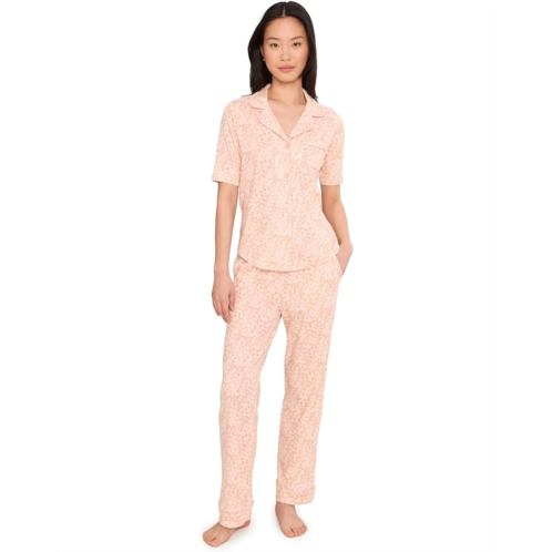 Womens Karen Neuburger Petite Sunshine Meadows Elbow Slv Notch Collar Girlfriend Pajama Set