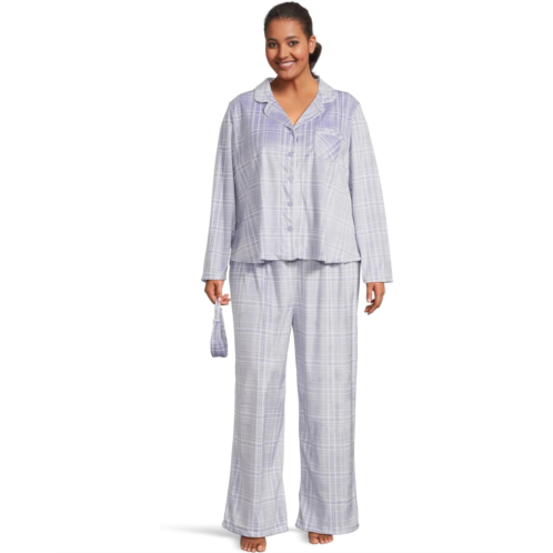 Karen Neuburger Plus Minky Fleece Long Sleeve Notch Top & Long Pants Set