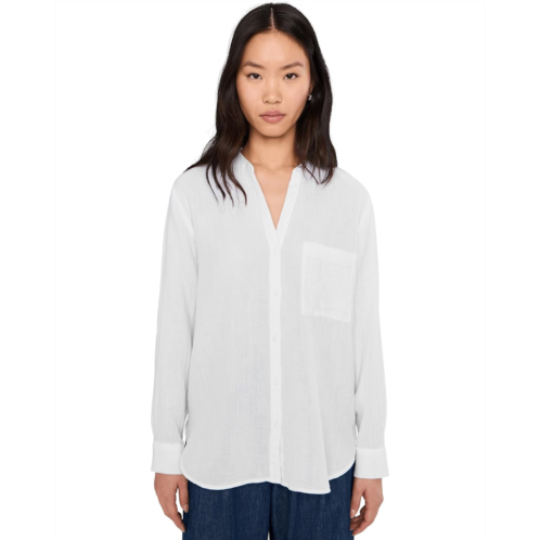Eileen Fisher Organic Cotton Ripple Mandarin Collar Shirt