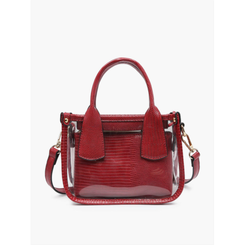 Jen & Co. womens stacey clear satchel with inner bag in dark red