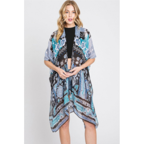 TRUEDAMES geometric boho print kimono