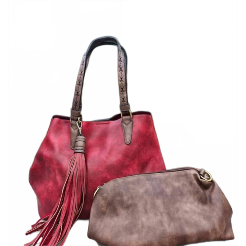 Jen & Co. womens aliza 2-in-1 handbag satchel with crossbody strap in wine