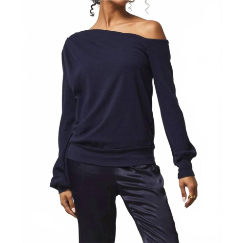 LAmade audrey one shoulder pullover top in navy blue