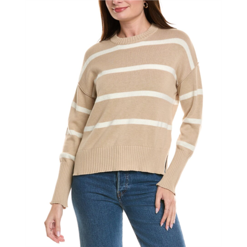 Hannah Rose drop shoulder stripe crewneck cashmere-blend sweater