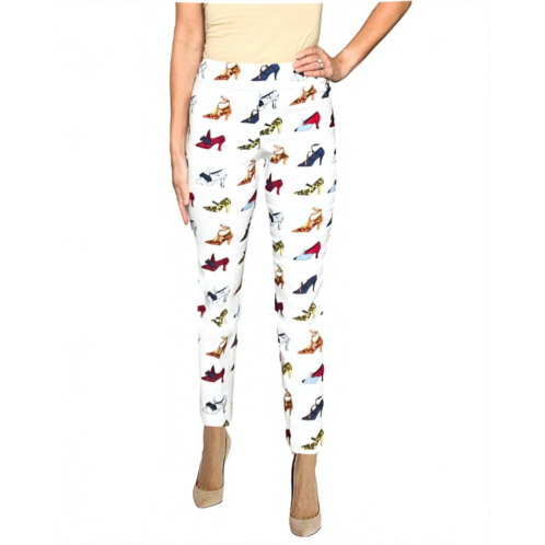 Krazy Larry pull on pants with heels in white