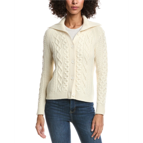 Forte Cashmere wool & cashmere-blend luxe cable cardigan