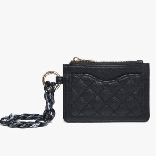 Jen & Co. womens rhodes quilted wallet with wristlet chain bangle in black