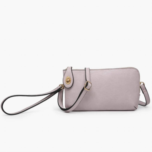 Jen & Co. womens crossbody wristlet with twist lock closure in dusty lavender