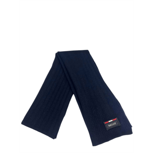 BALLY womens knit wool scarf in blue