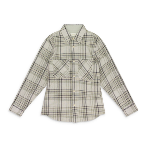 AIME LEON DORE gray plaid cotton button-down shirt
