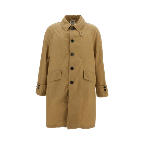 mid-length beige coat with classic collar