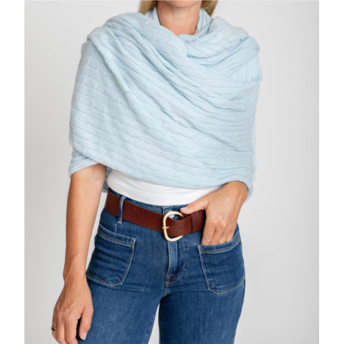 Burgess Sweaters cable wrap in frost blue