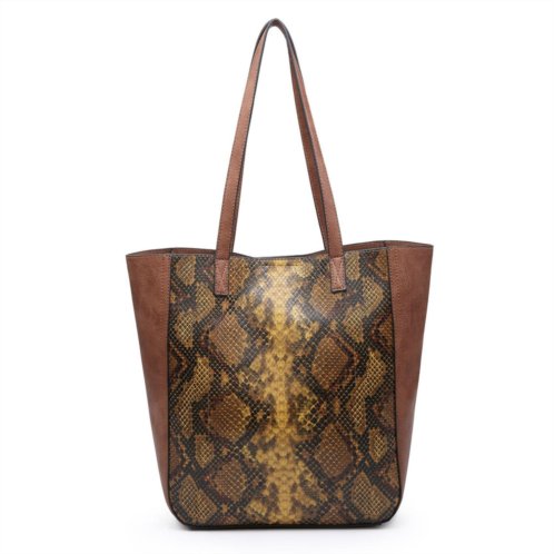 Jen & Co. womens animal print bag in a bag tote in mustard