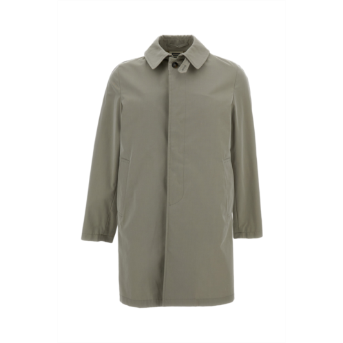 grey coat with concealed button placket