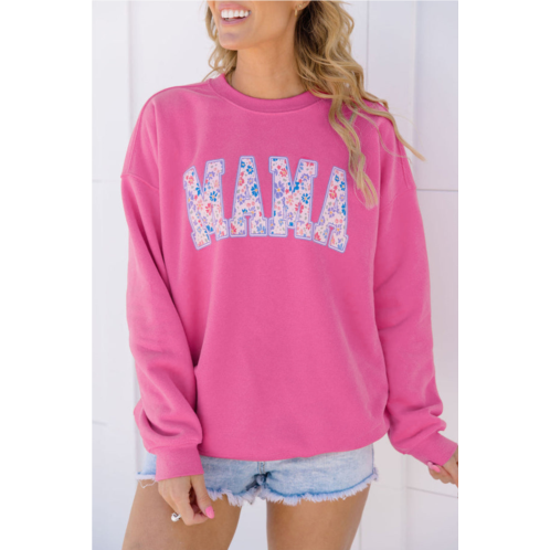 TRUEDAMES floral mama embroide graphic pullover sweatshirt