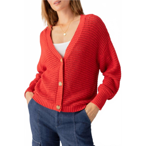 Sanctuary falling for fall button front cardigan in cherry red