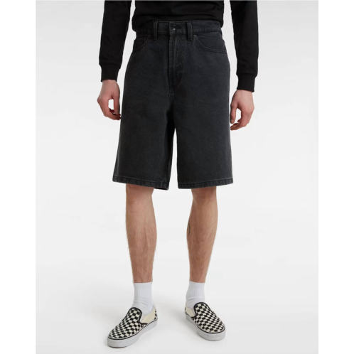 Vans check baggy denim short in washed black