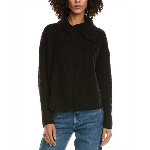 InCashmere mix cable stitch overlap wool-blend cardigan