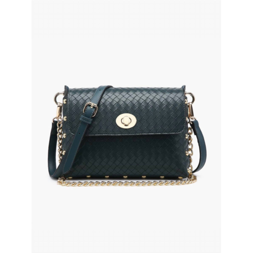 Jen & Co. womens yazmin faux woven crossbody bag in dusk blue