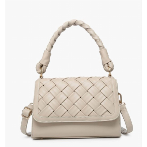 Jen & Co. womens marlowe woven satchel with braided handle in greige