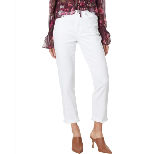 Womens Paige High-Rise Brigitte Raw Hem Cuf in White Noise Distressed