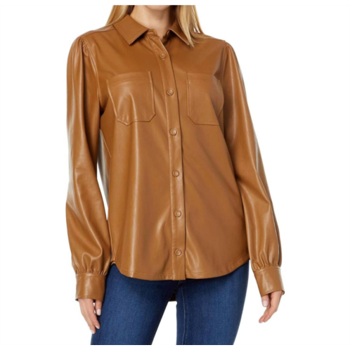 Paige mattie shacket - vegan leather in toffee bronze