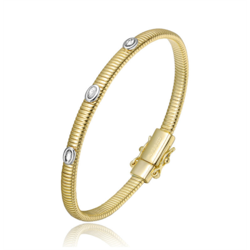 Rachel Glauber 14k gold plated with clear cubic zirconia bangle bracelet