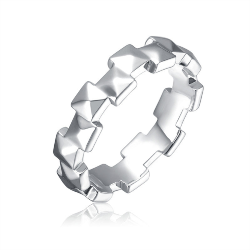 Rachel Glauber white gold plated textured statement ring