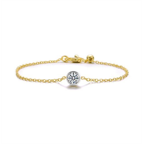 Rachel Glauber two-tone with clear bezel set cubic zirconia stud design bracelet