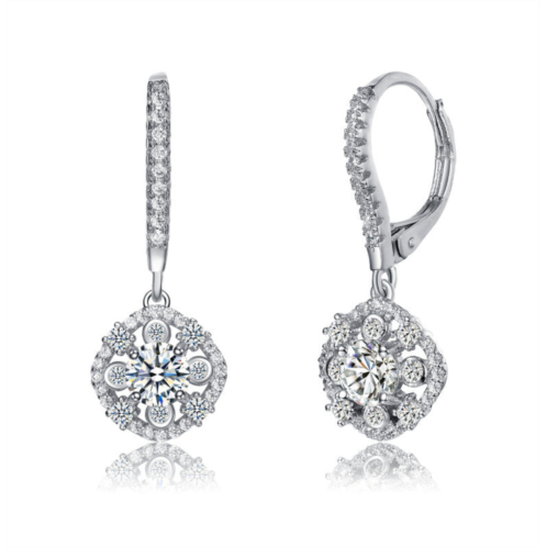 Rachel Glauber white gold plated with clear cubic zirconia dangle earrings