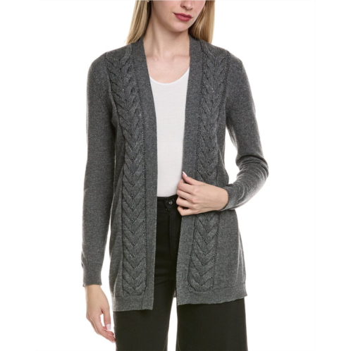 Sofiacashmere braided cable wool & cashmere-blend cardigan