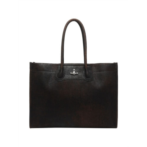 VIVIENNE WESTWOOD brown calf leather shoulder bag