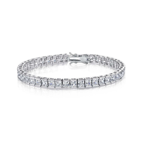 Rachel Glauber white gold plated with clear cubic zirconia tennis bracelet