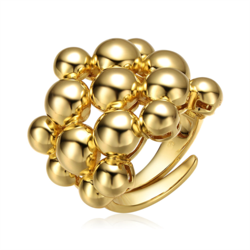 Rachel Glauber rg 14k yellow gold plated bead ball cluster bouquet adjustable statement ring