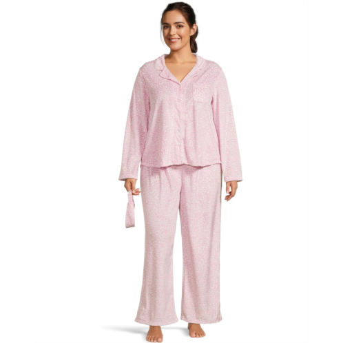 Karen Neuburger Plus Minky Fleece Long Sleeve Notch Top & Long Pants Set