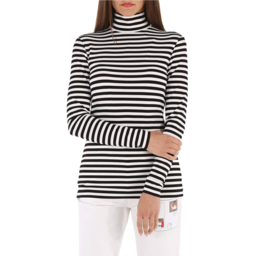 Burberry ladies black striped stretch jersey turtleneck top