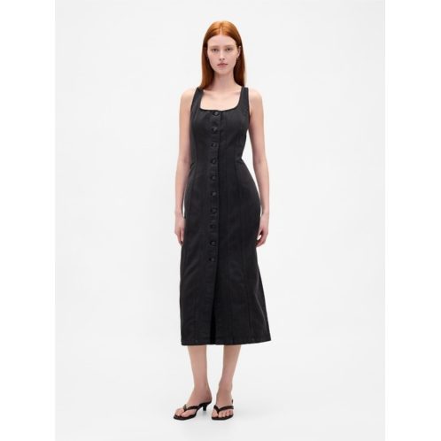 Gap Seamed Button-Front Midi Dress