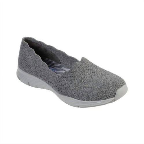 Skechers womens seager stat stretch knit loafer in grey