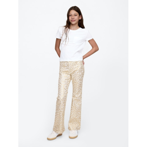 Gap Kids High Rise Leopard Foil 70s Flare Jeans